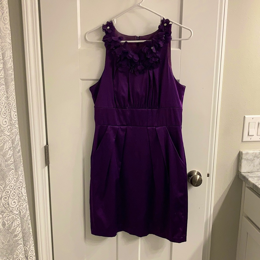 Purple Fitted Dress with Pockets